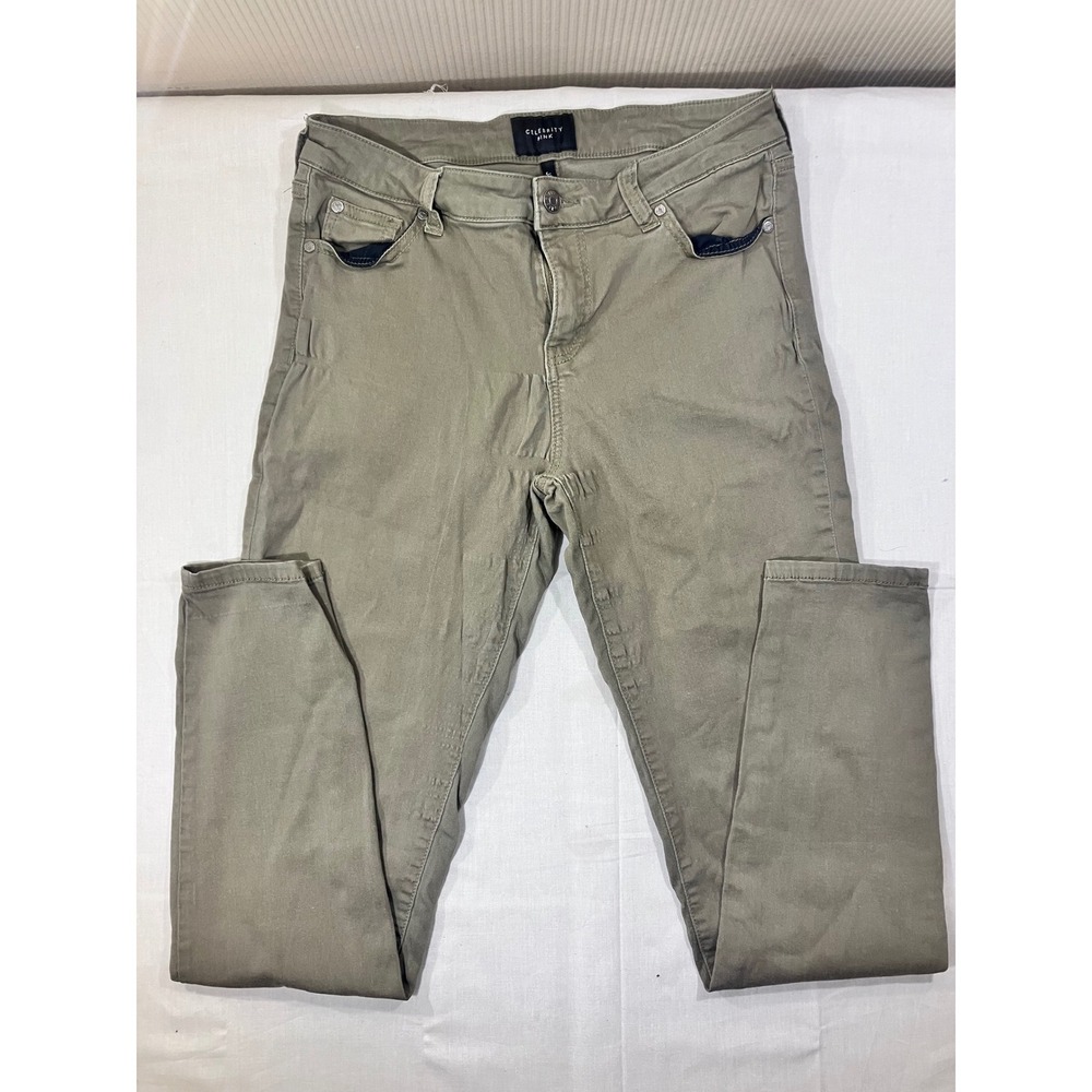 CELEBRITY PINK Jayden Skinny Pants Khaki Women Size 9 29 Stretch Cotton Blend